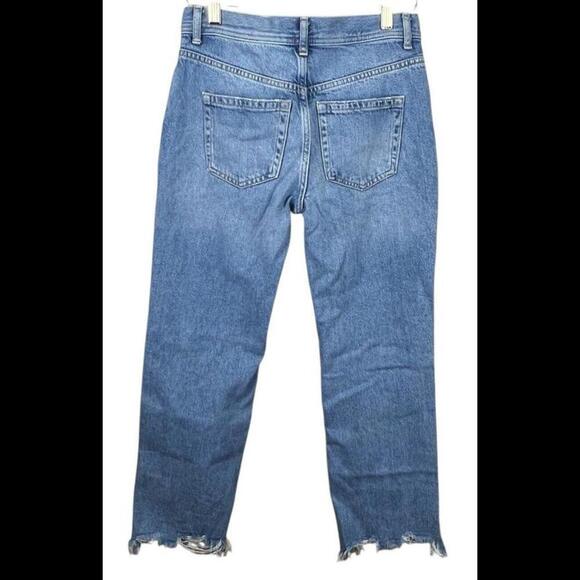 We The Free Womens Jeans Blue Distressed Mid Rise Button Fly Size 25 Cotton - Picture 2 of 3